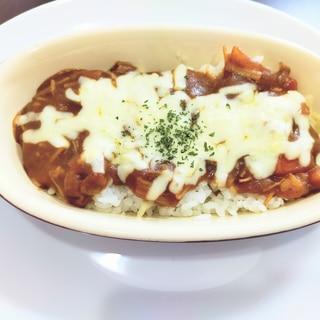 えのきポークカレーの残りで☆チーズ焼きカレー